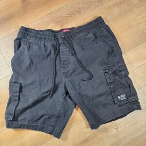 Guess Shorts Mens L Black Drawstring Casual Streetwear Lounge Summer Shorts